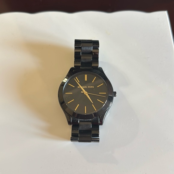 Michael Kors Unisex Slim Runway Black-Tone Stainless Steel Bracelet Watch 42mm - Picture 2 of 11